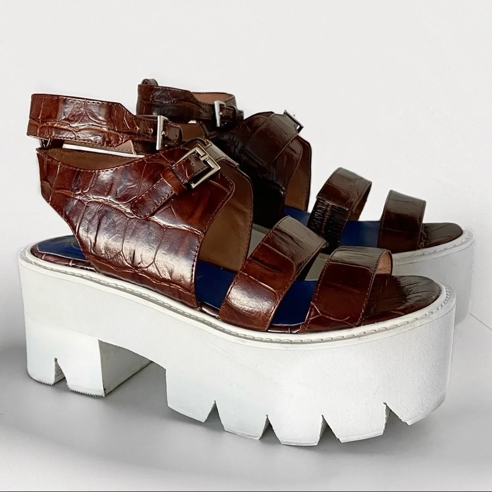 JEFFREY CAMPBELL Weymouth Brown Havana Platform Gladiator Sandals